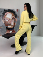 Load image into Gallery viewer, Cropped sweatshirt and flare pants set
