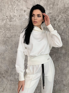 Cropped sweatshirt and flare pants set