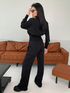 Cropped sweatshirt and flare pants set