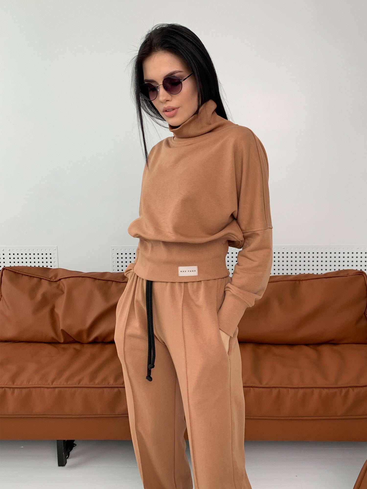 Cropped sweatshirt and flare pants set